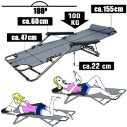 AMANKA 155 X 60 Verstelbare Relaxstoel - Grey -Bo-Camp Verkoopwinkel 0f61a152f689802a