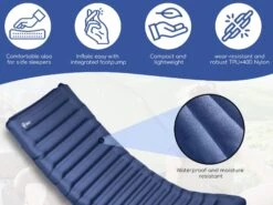Merkloos Hikr® 10cm+ Slaapmat Met Ingebouwde Voetpomp - Blue -Bo-Camp Verkoopwinkel 265870f9e7de989b