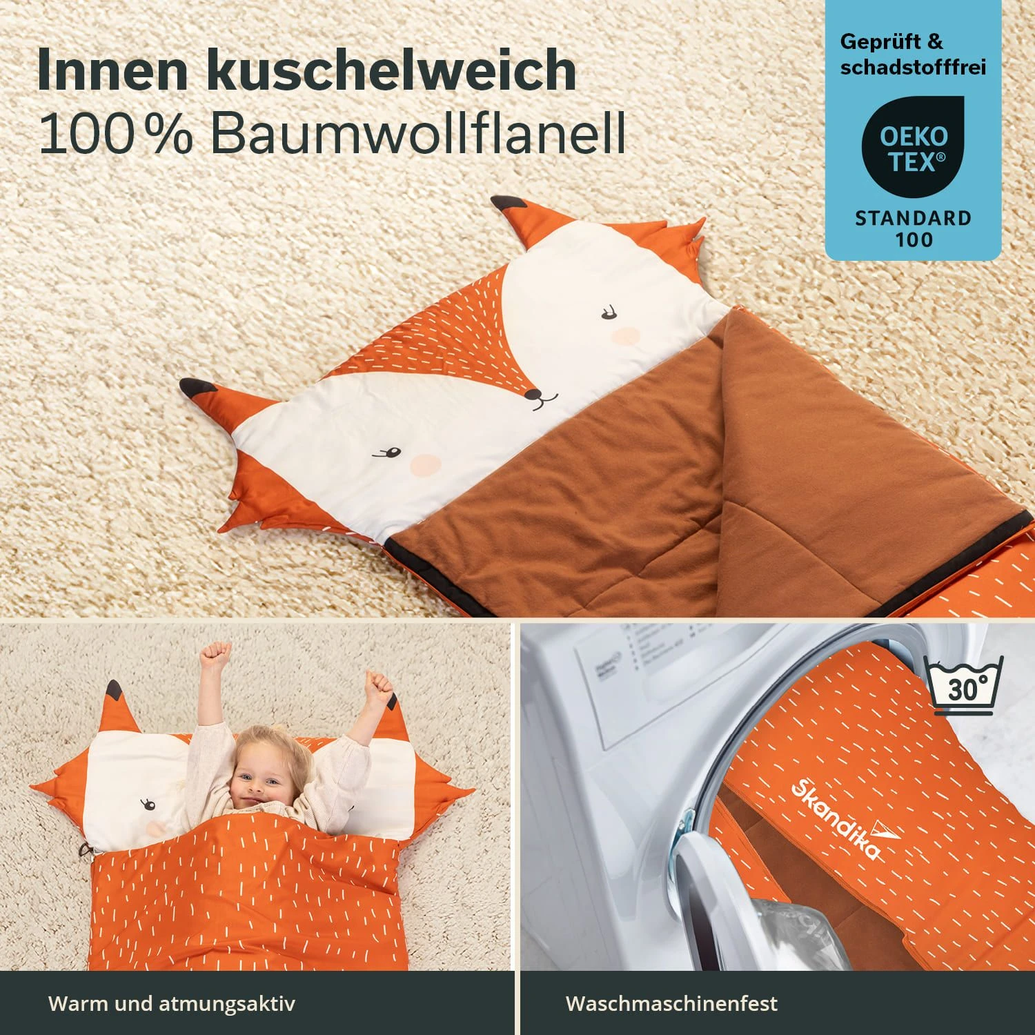 Skandika Soti Rechthoekige Kinder Slaapzak - Vos 4 Skandika Soti Rechthoekige Kinder Slaapzak - Vos - Afbeelding 2