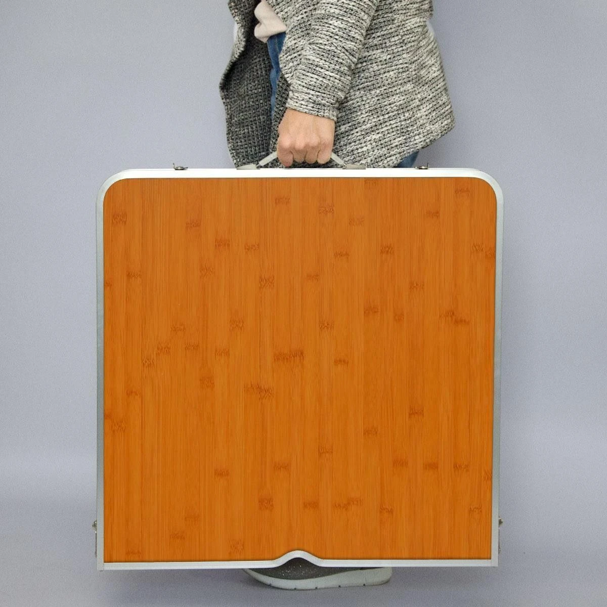 AMANKA 120x60 Bamboe Design Kampeertafel Met 4 Krukjes 7 AMANKA 120x60 Bamboe Design Kampeertafel Met 4 Krukjes - Afbeelding 5