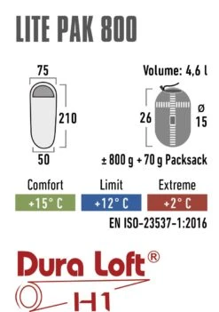 High Peak Lite Pak 800 Slaapzak -Bo-Camp Verkoopwinkel 548e377070d24a4e