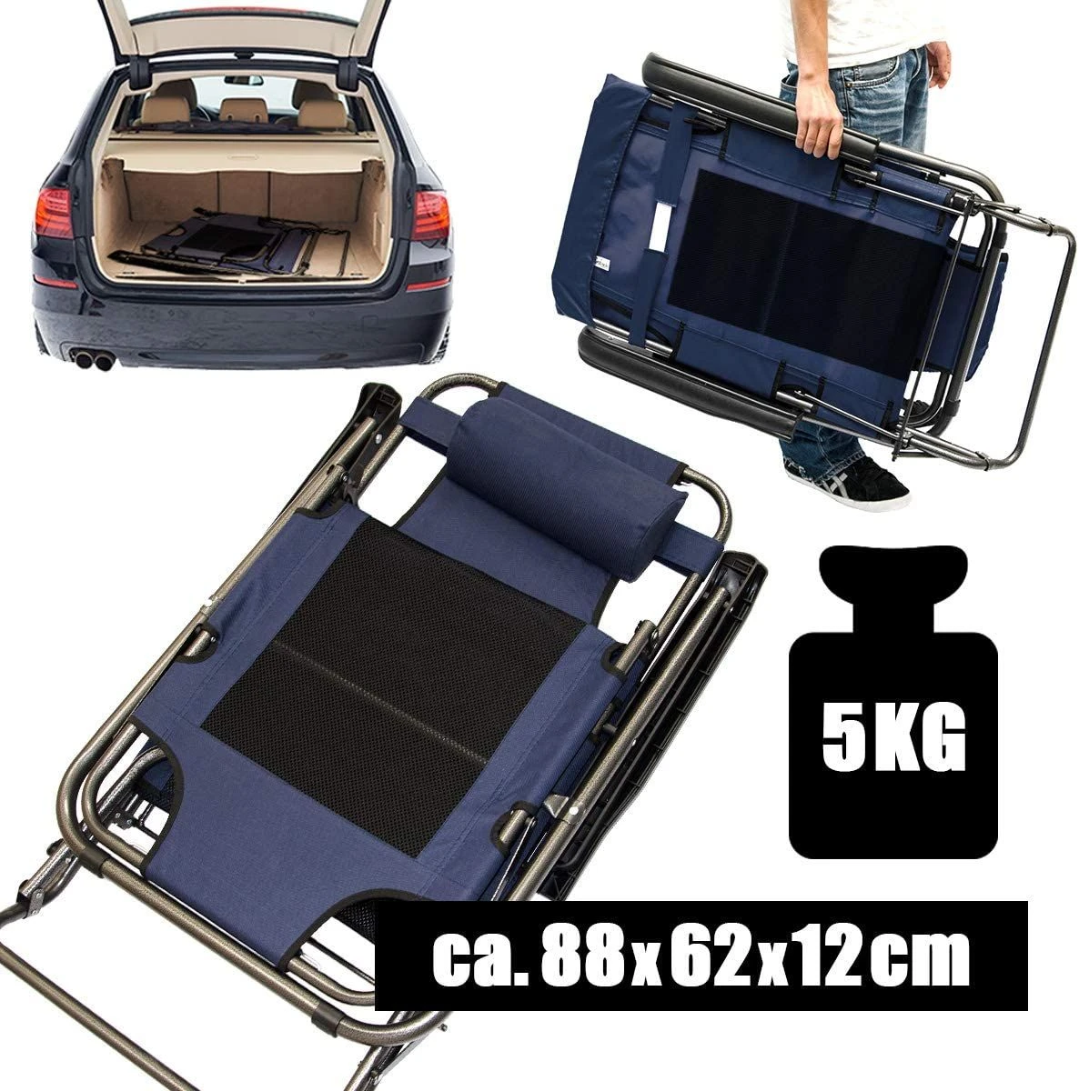 AMANKA 155 X 60 Verstelbare Relaxstoel - Black 5 AMANKA 155 X 60 Verstelbare Relaxstoel - Black - Afbeelding 3