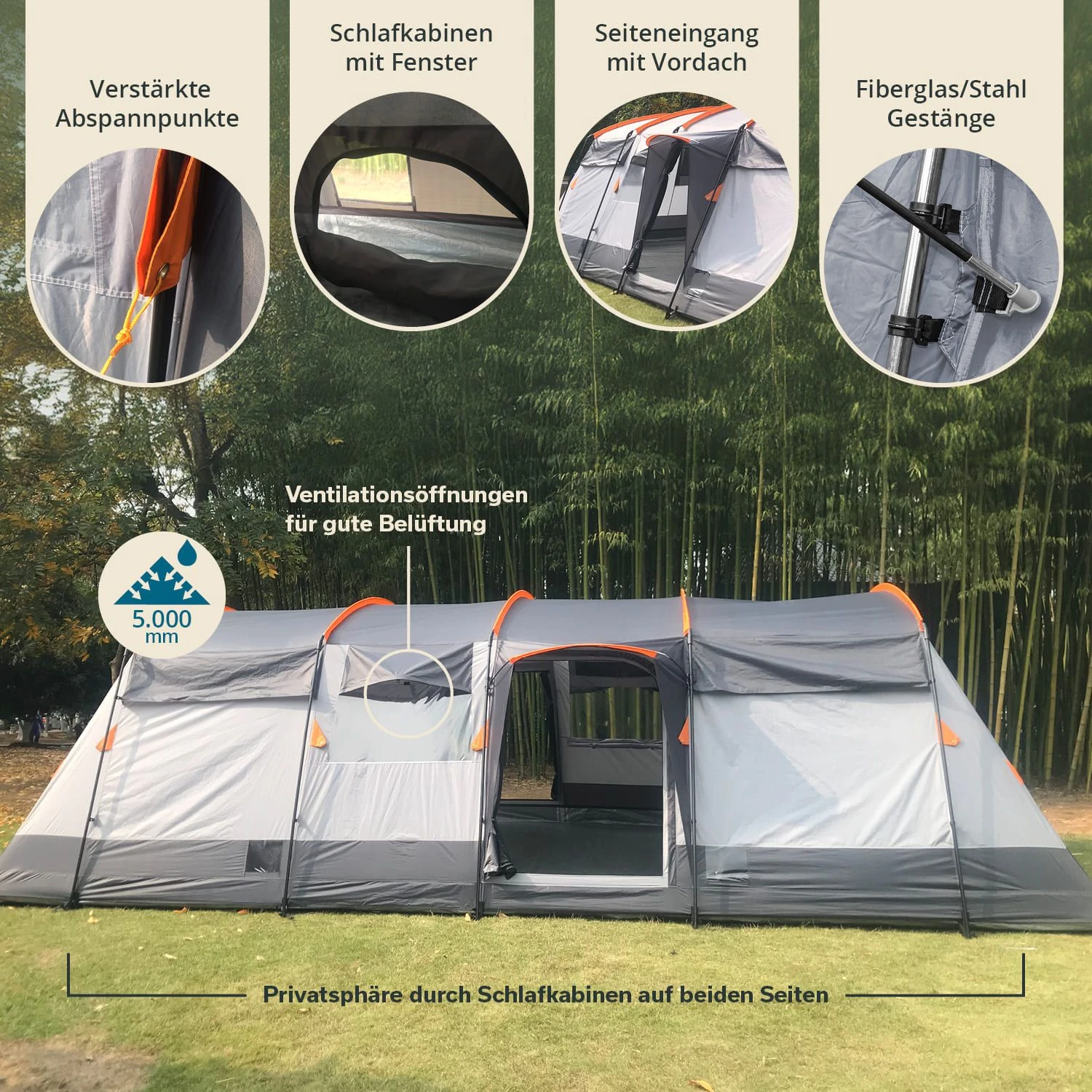 Skandika Hurricane 8 Sleeper Protect Tunneltent 4 Skandika Hurricane 8 Sleeper Protect Tunneltent - Afbeelding 2