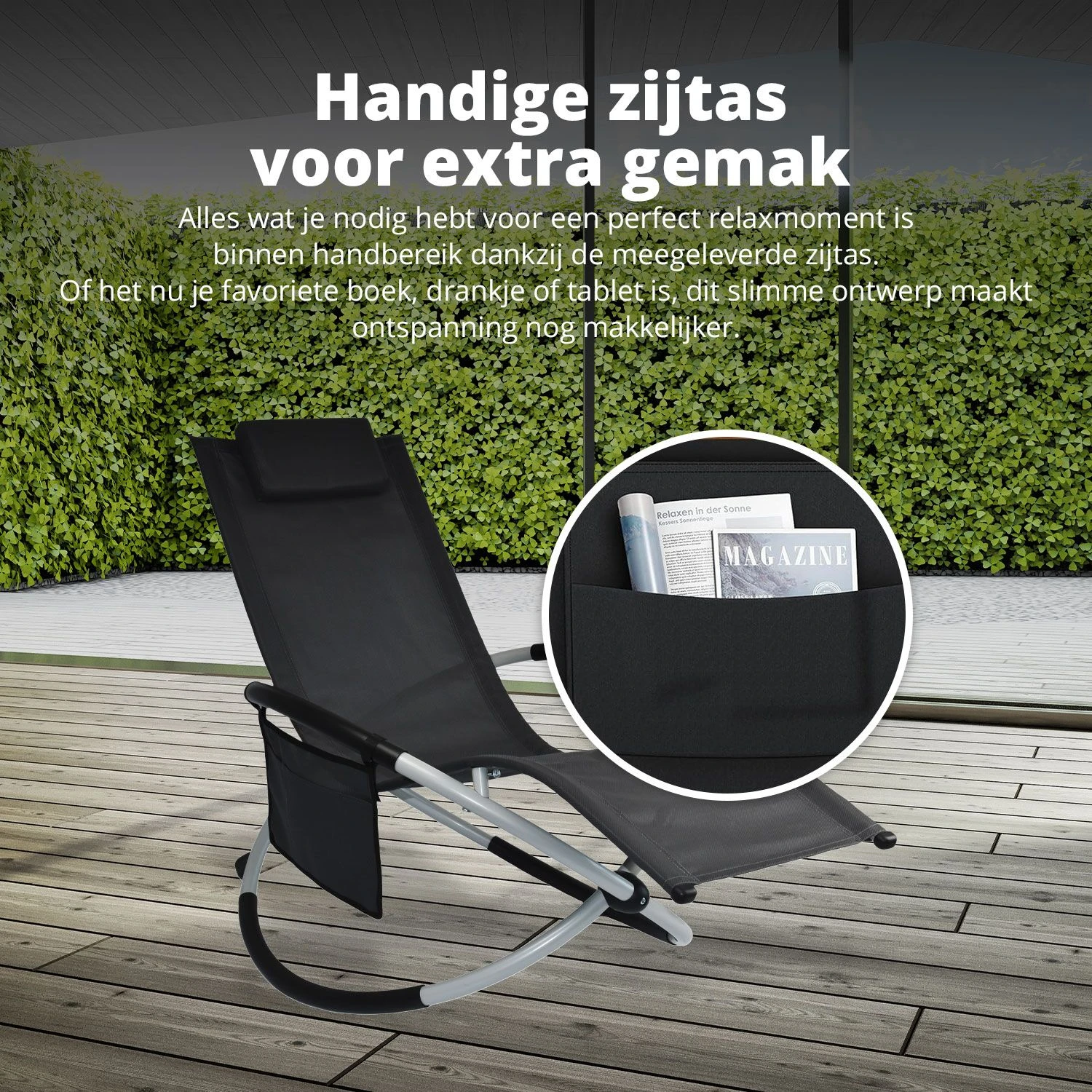 FlinQ Aura Opvouwbare Loungestoel - Antraciet 6 FlinQ Aura Opvouwbare Loungestoel - Antraciet - Afbeelding 4