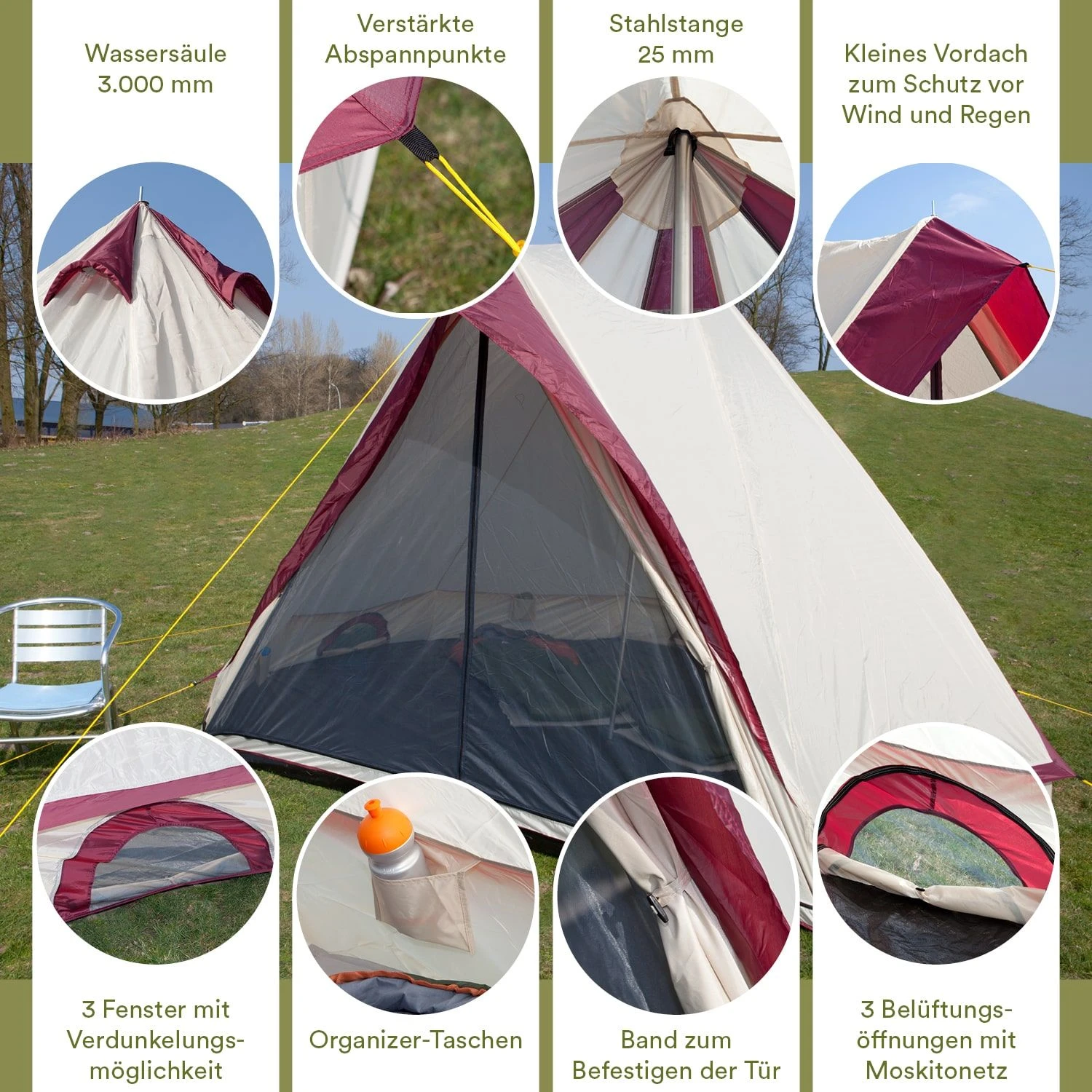 Skandika Comanche 8 Tipi Bell Tent 7 Skandika Comanche 8 Tipi Bell Tent - Afbeelding 5