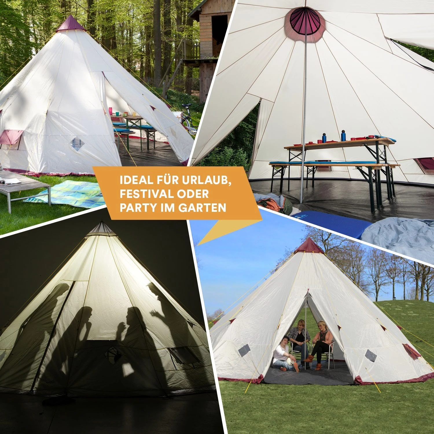 Skandika Tipi Kota 550 Groepstent - Beige 4 Skandika Tipi Kota 550 Groepstent - Beige - Afbeelding 2