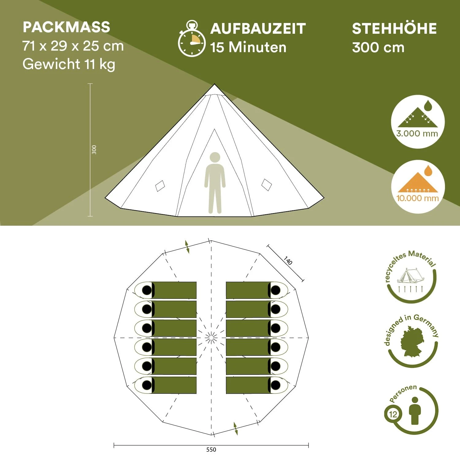 Skandika Tipi Kota 550 Groepstent - Beige 8 Skandika Tipi Kota 550 Groepstent - Beige - Afbeelding 6