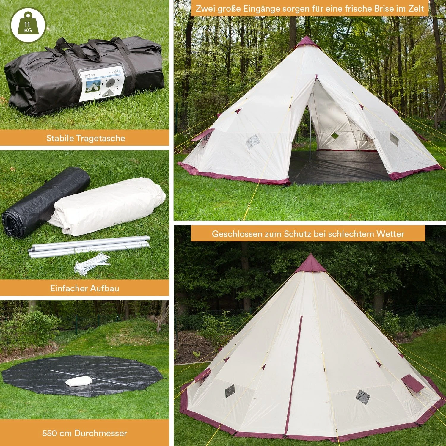 Skandika Tipi Kota 550 Groepstent - Beige 5 Skandika Tipi Kota 550 Groepstent - Beige - Afbeelding 3