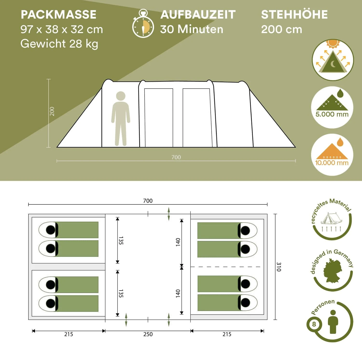 Skandika Montana 8 Sleeper Protect Tunneltent 8 Skandika Montana 8 Sleeper Protect Tunneltent - Afbeelding 6