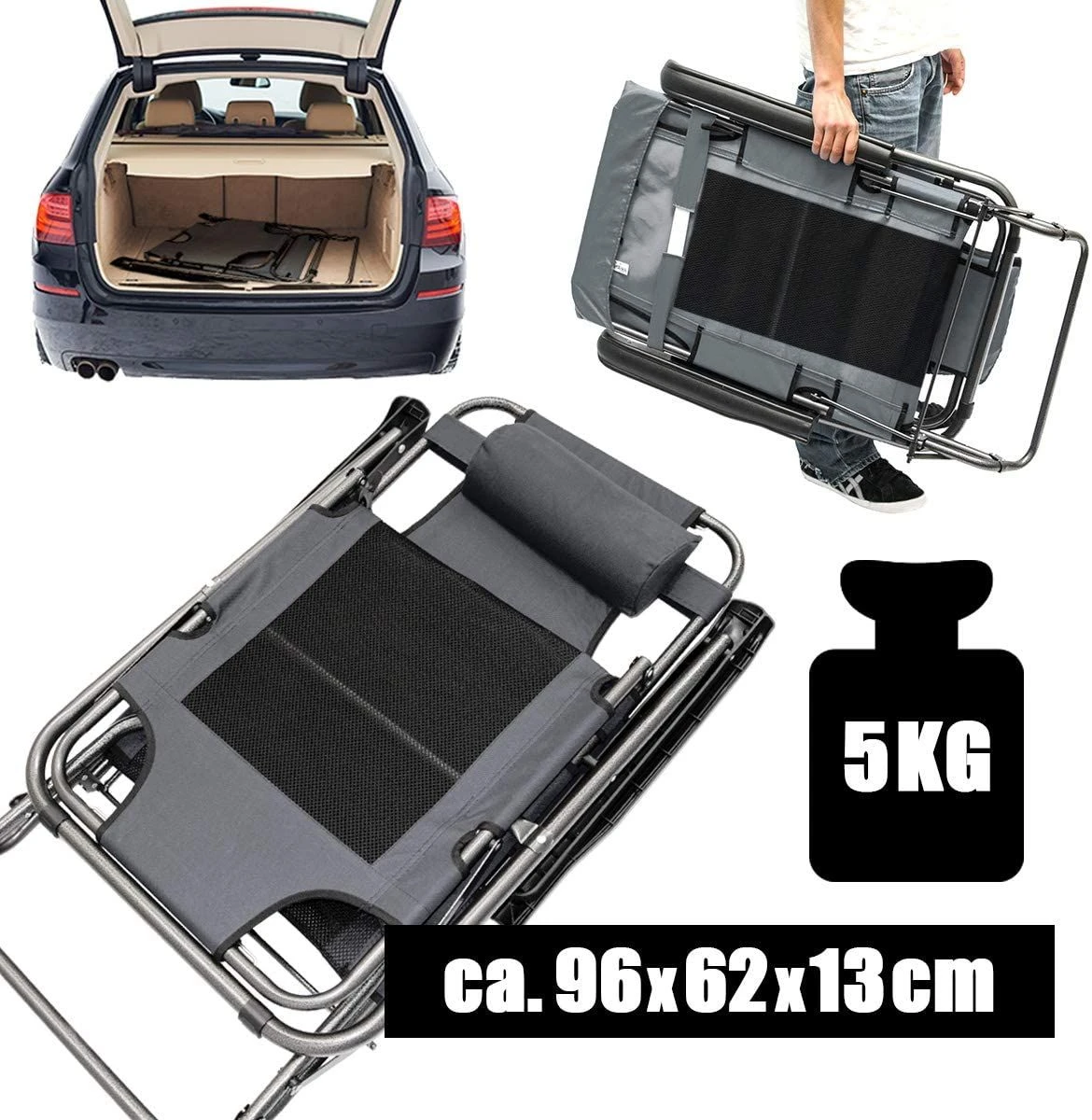 AMANKA 180 X 60 Verstelbare Relaxstoel - Dark Grey 7 AMANKA 180 X 60 Verstelbare Relaxstoel - Dark Grey - Afbeelding 5