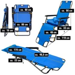 AMANKA 180 X 60 Verstelbare Relaxstoel - Blue -Bo-Camp Verkoopwinkel 623c87d945a7d7.78031180