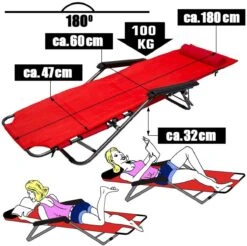 AMANKA 180 X 60 Verstelbare Relaxstoel - Red -Bo-Camp Verkoopwinkel 62419554445167.27698629