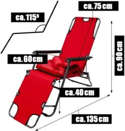 AMANKA 180 X 60 Verstelbare Relaxstoel - Red -Bo-Camp Verkoopwinkel 624195544d3df7.25551071