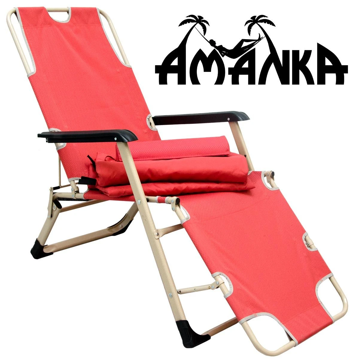 AMANKA 178 X 60 Verstelbare Relaxstoel - Red 4 AMANKA 178 X 60 Verstelbare Relaxstoel - Red - Afbeelding 2