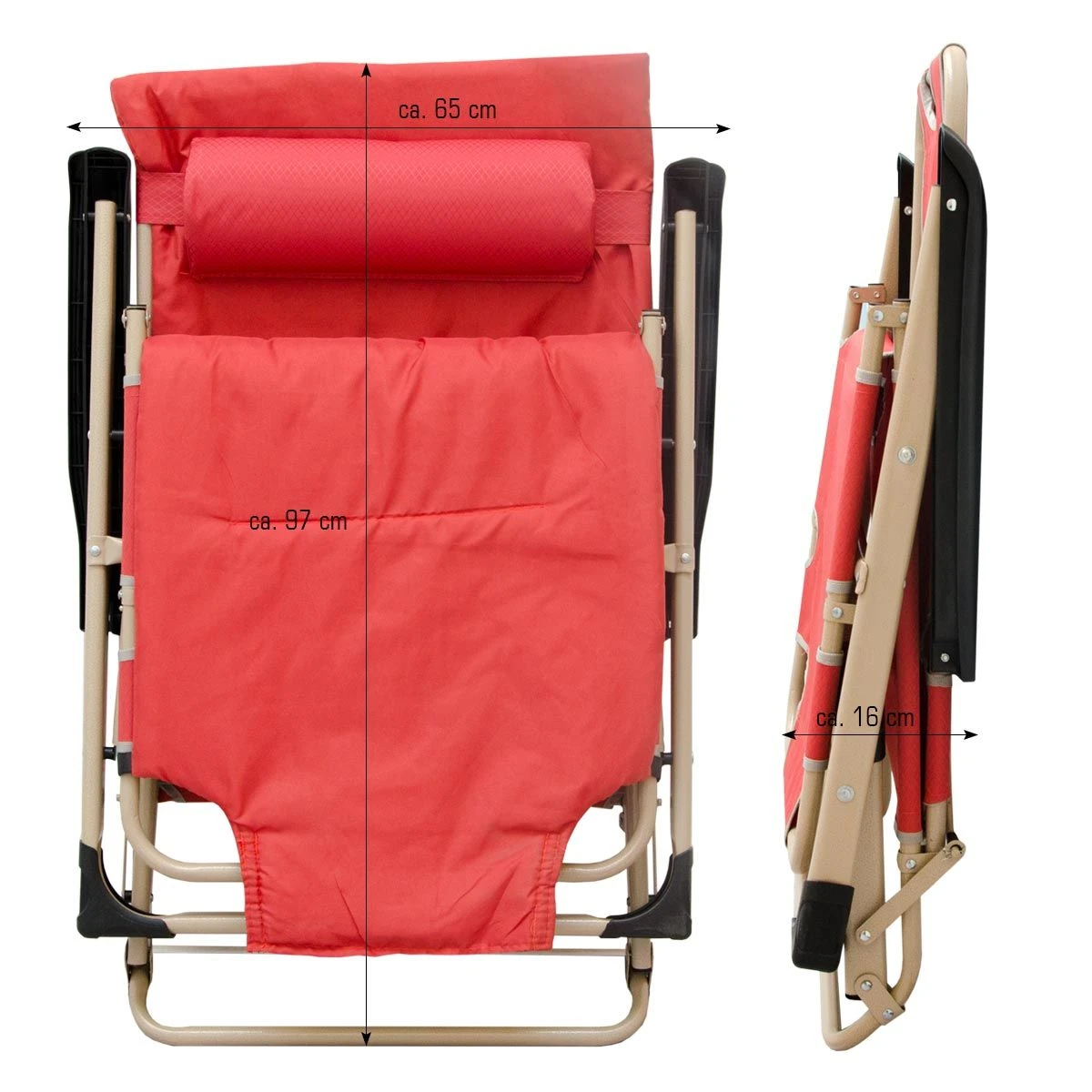 AMANKA 178 X 60 Verstelbare Relaxstoel - Red 6 AMANKA 178 X 60 Verstelbare Relaxstoel - Red - Afbeelding 4