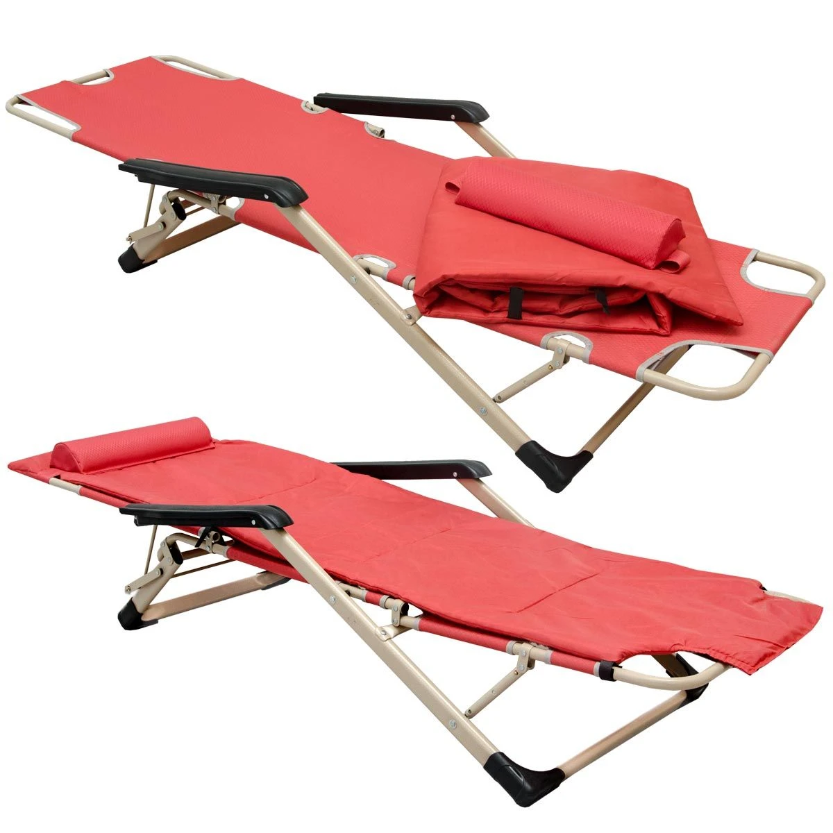 AMANKA 178 X 60 Verstelbare Relaxstoel - Red 8 AMANKA 178 X 60 Verstelbare Relaxstoel - Red - Afbeelding 6