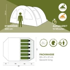 Skandika Kambo 6 Tunneltent - Grey -Bo-Camp Verkoopwinkel 629731b53e7e92.31468452