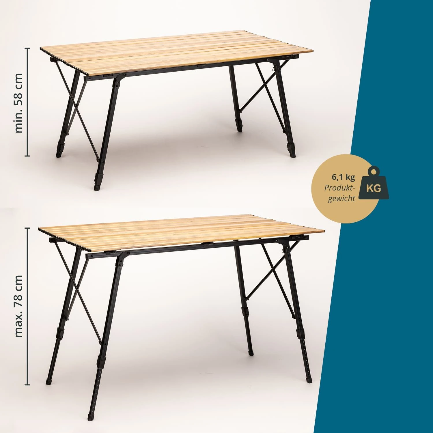 Skandika Jamsa Aluminium Houtlook Campingtafel 4 Skandika Jamsa Aluminium Houtlook Campingtafel - Afbeelding 3
