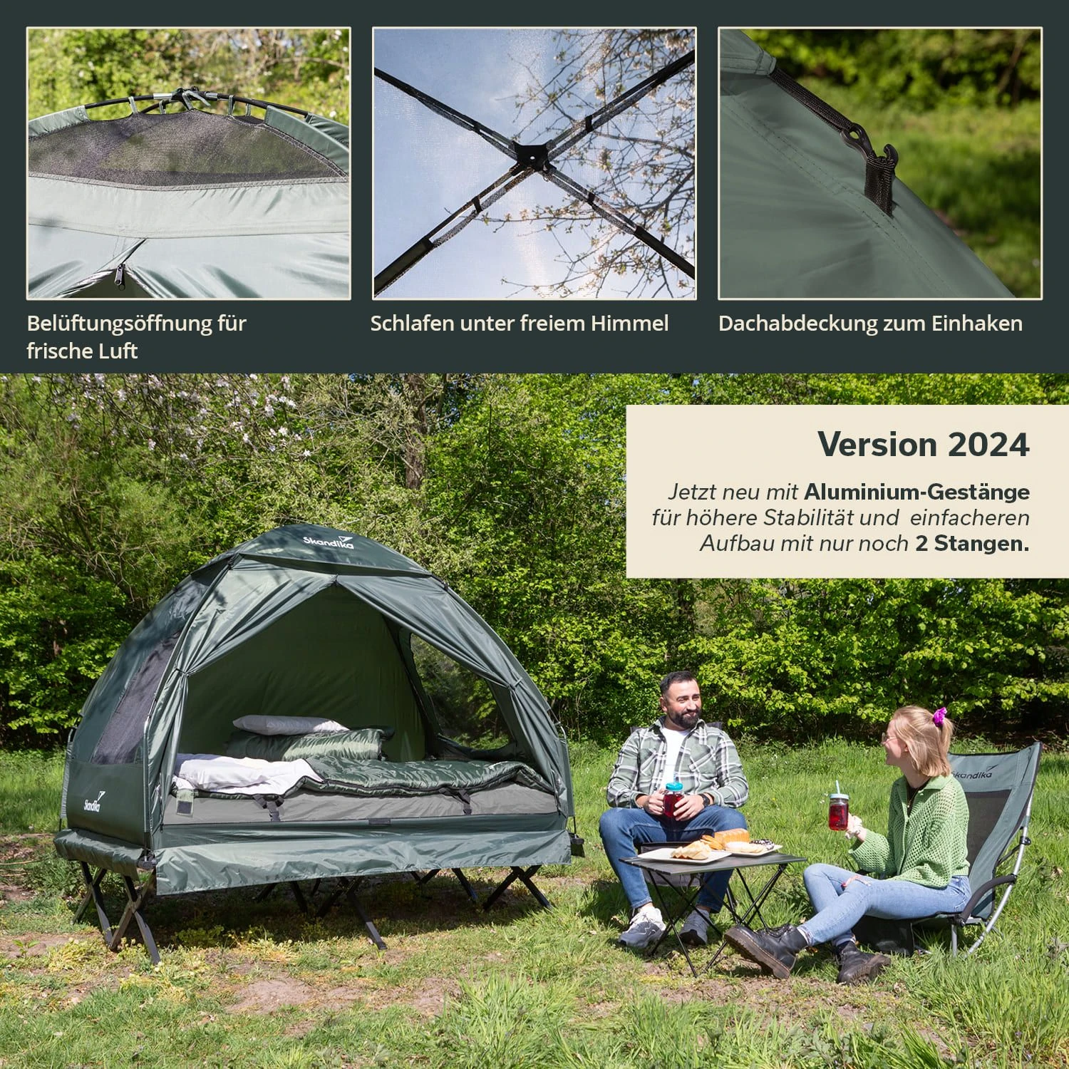 Skandika Haug Tent Bed Groen 4 Skandika Haug Tent Bed Groen - Afbeelding 2