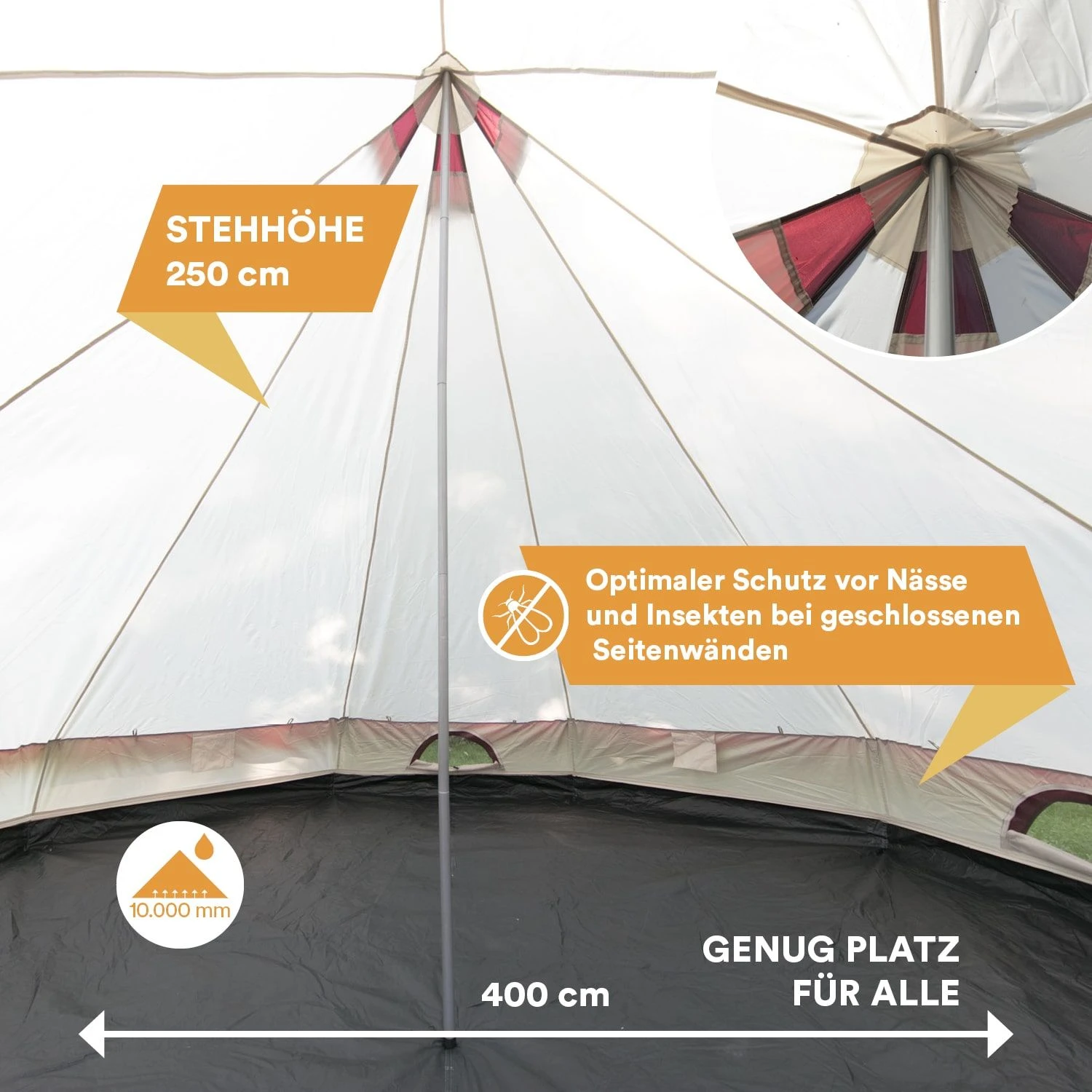 Skandika Tipi Comanche 400 Groepstent - Beige 5 Skandika Tipi Comanche 400 Groepstent - Beige - Afbeelding 3