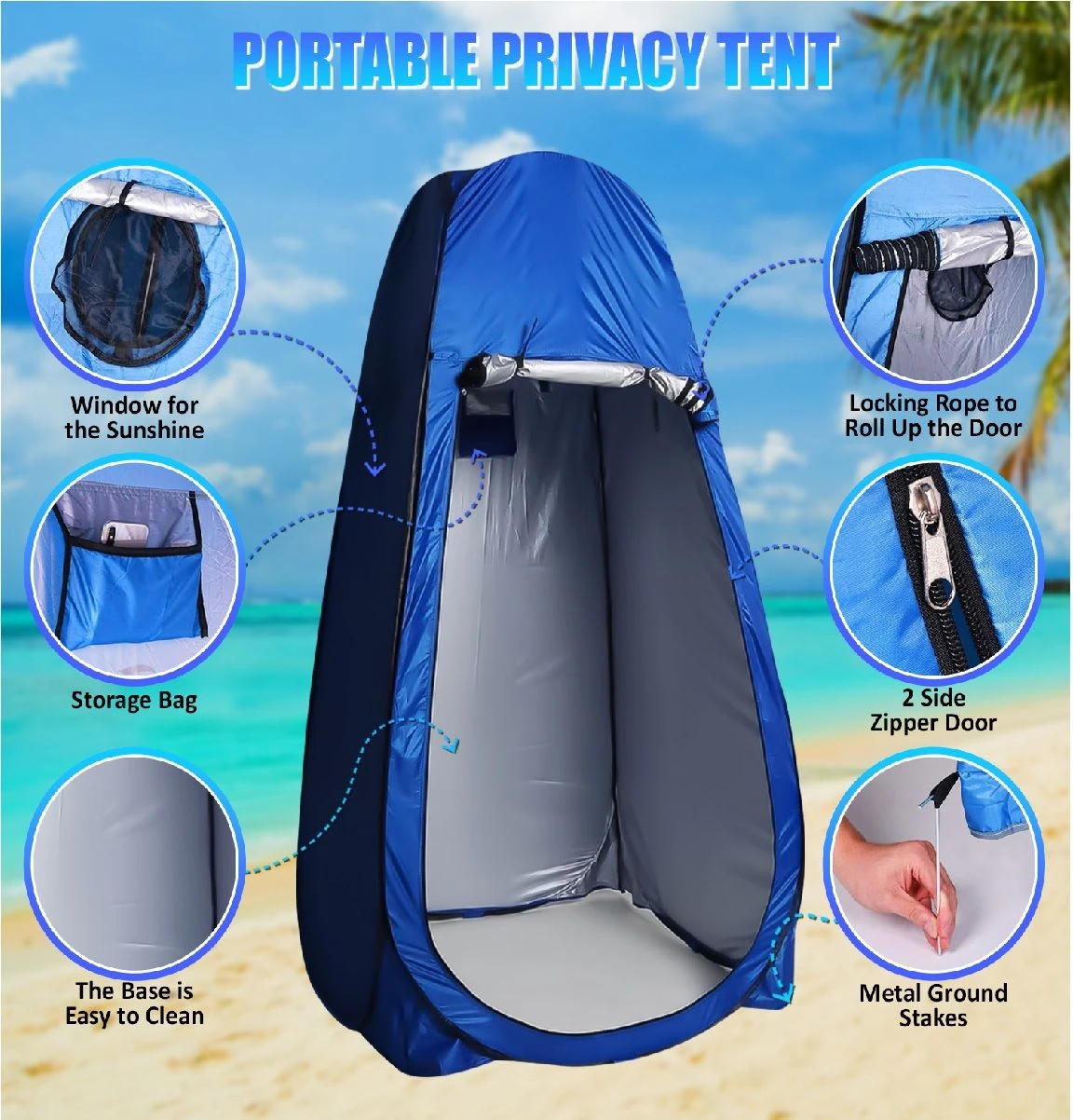 Campingwise Pop-up Douchetent - Blue 5 Campingwise Pop-up Douchetent - Blue - Afbeelding 3