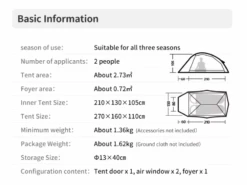 Naturehike Cloud Up 2 PRO Tent - Brown 9 Naturehike Cloud Up 2 PRO Tent - Brown -Bo-Camp Verkoopwinkel 66e3e318ae5e84.66334276