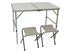 AMANKA 90x60 Hoogte Verstelbare Kampeertafel Met 2 Krukjes
