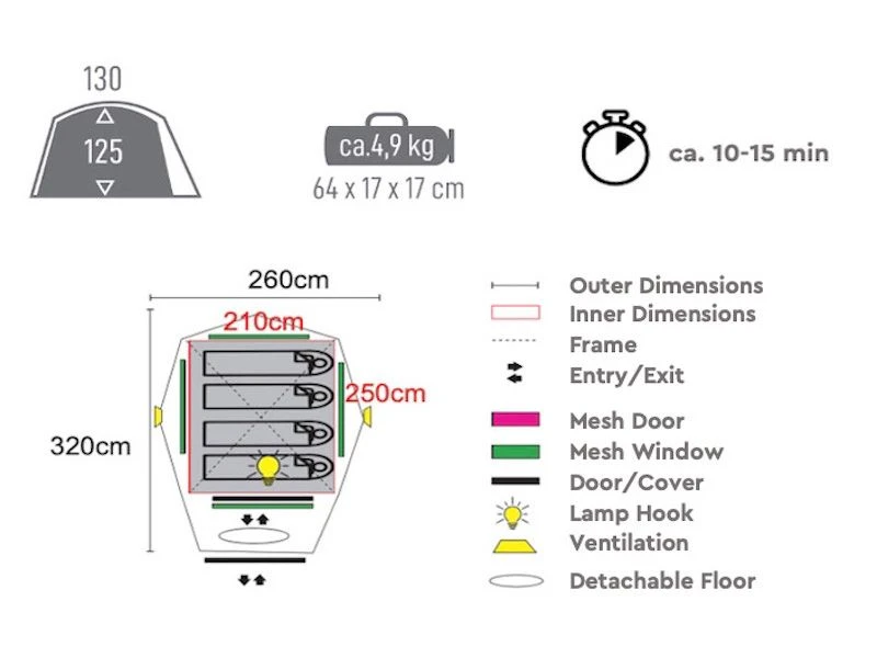 Tambu Gambuja 4-persoons Koepeltent 4 Tambu Gambuja 4-persoons Koepeltent - Afbeelding 2