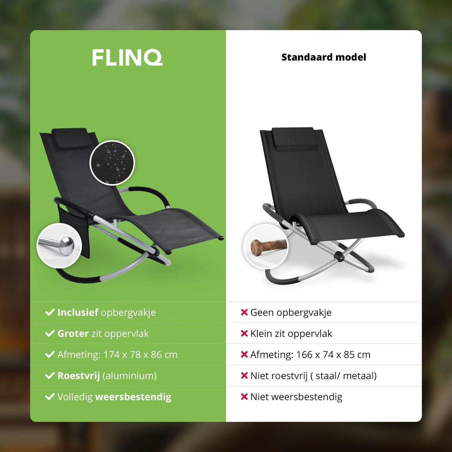 FlinQ Aura Opvouwbare Loungestoel - Antraciet 7 FlinQ Aura Opvouwbare Loungestoel - Antraciet - Afbeelding 5