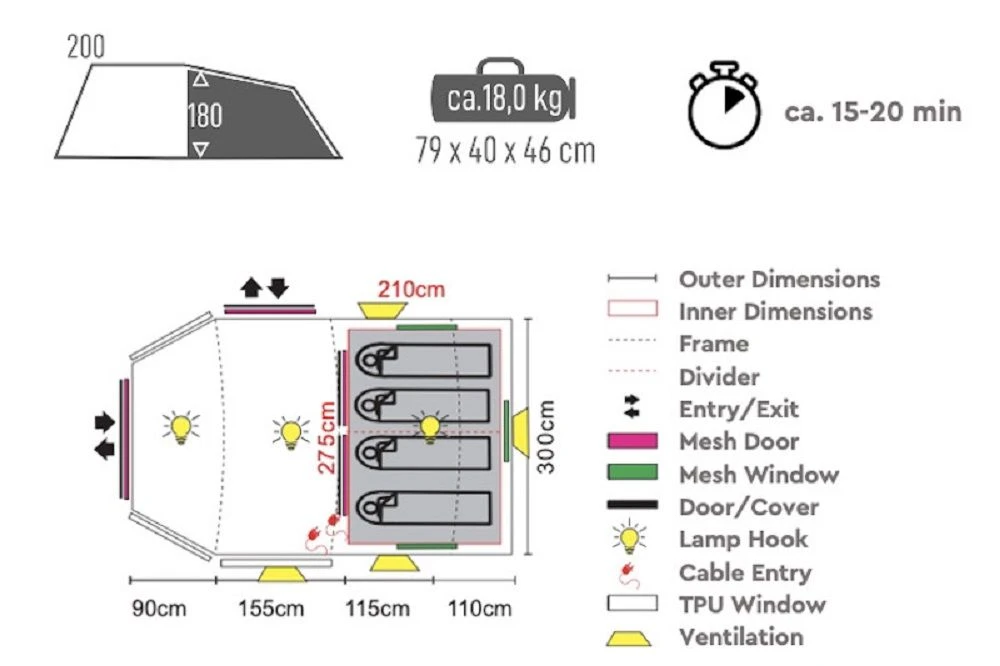Tambu Husir Air 4 Opblaasbare Tunneltent 4 Tambu Husir Air 4 Opblaasbare Tunneltent - Afbeelding 2