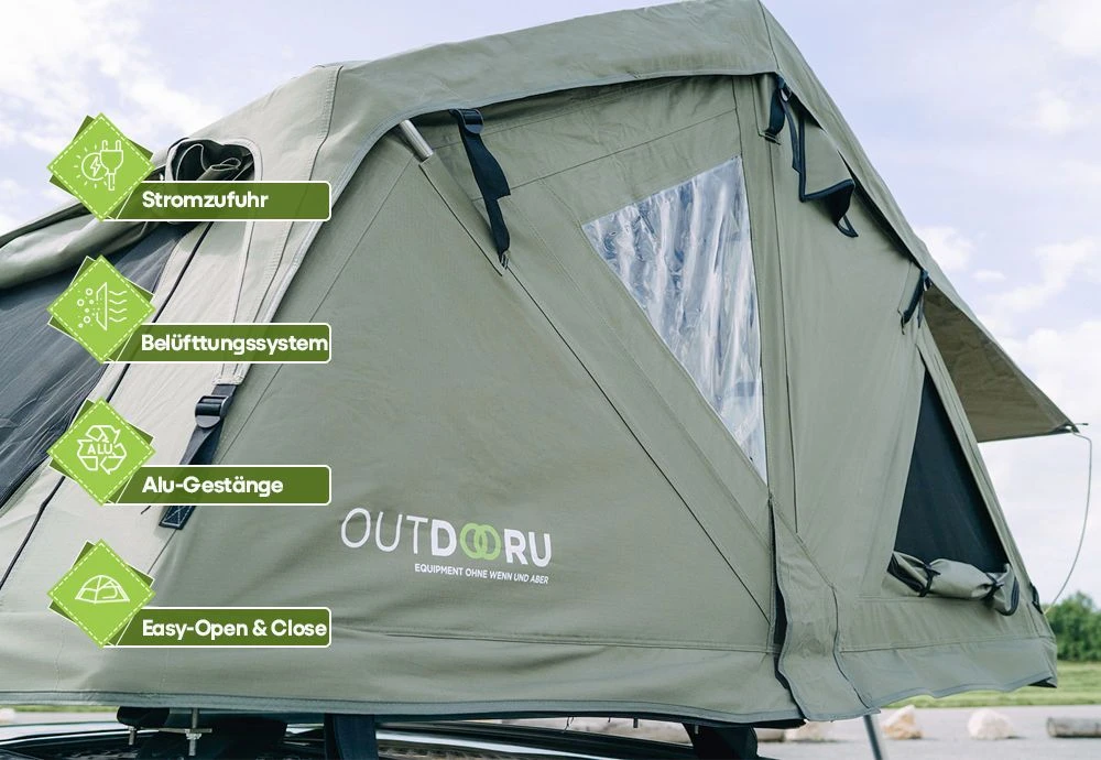 OutdoorU Compact 2-persoons Daktent - Grey 7 OutdoorU Compact 2-persoons Daktent - Grey - Afbeelding 5